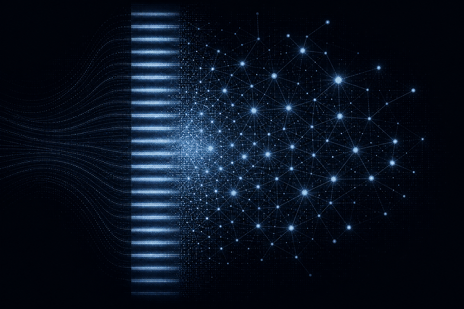 Abstract visualization of an ordered ranking ladder overlapping a scattered constellation of citation nodes, representing where Google rankings and Gemini answer citations intersect and diverge